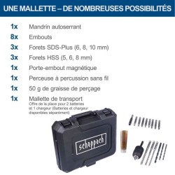 Perforateur sans fil C-RHD130-X - 1,3J 6000 bpm + forets, accessoires, malett...