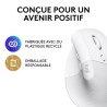 Souris - Sans Fil - Logitech - Lift Ergonomique Verticale - Blanc - Droitier
