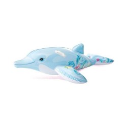 Matelas de plage gonflable dauphin - Mixte - 175 cm - Pour enfant - Gris et noir