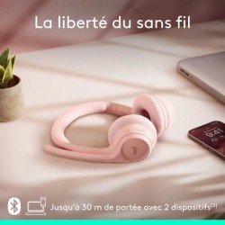 Casque - Sans fil - Logitech - Zone 300 - Bluetooth - Anti-parasite - Rose