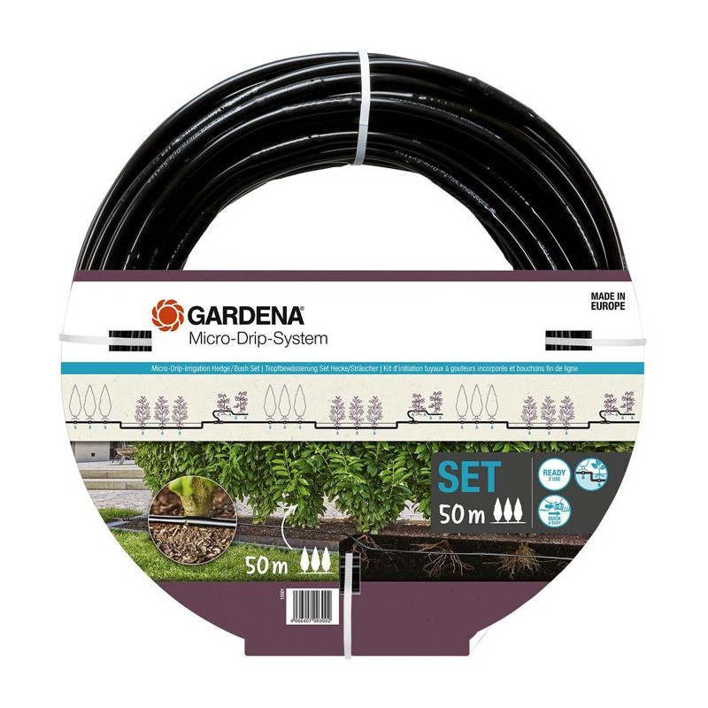 Kit d'initiation - GARDENA - 50 m de tuyau a goutteurs incorporés et bouchon ...