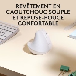 Souris - Sans Fil - Logitech - Lift Ergonomique Verticale - Blanc - Droitier ...