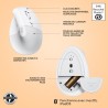 Souris - Sans Fil - Logitech - Lift Ergonomique Verticale - Blanc - Droitier ...