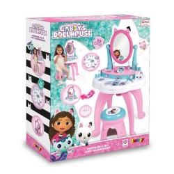 Smoby - Gabby et la Maison Magique - Coiffeuse enfant 2 en 1 - Tabouret inclu...