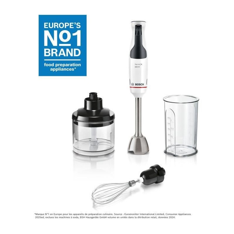 Mixeur plongeant - BOSCH - MSM4W221 - 600 W - 4 lames aiguiseés - Bol