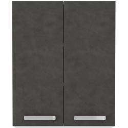 Meuble haut portes battantes - Gris mat - L 60 cm x P 31,6 x H 72 cm - LASSEN