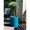 Pot de fleurs rond RIVIERA GRANIT - Plastique - D49 x H53,5 cm - Bleu