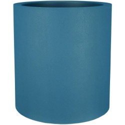 Pot de fleurs rond RIVIERA GRANIT - Plastique - D49 x H53,5 cm - Bleu
