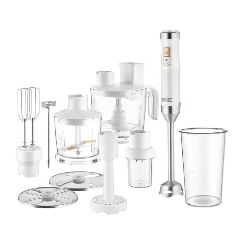 Mixeur plongeant 10 en 1 - SENCOR - SHB 6551WH - 1500 W - Technologie TITANIU...