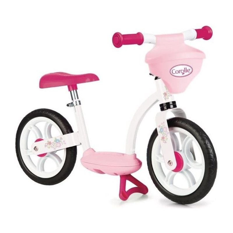 Draisienne - SMOBY - Corolle - Rose - 2 roues - Porte-poupon intégré