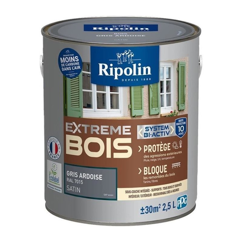 Peinture pour Bois -Intérieur/Extérieur - RIPOLIN - Ultra-couvrante - Résiste...