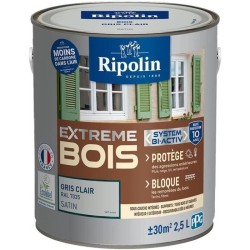 RIPOLIN Peinture pour bois intérieur et extérieur - Gris clair Ral 7035 satin...