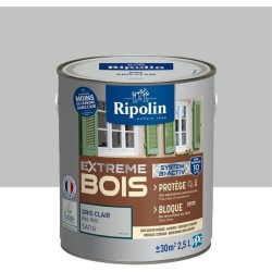 RIPOLIN Peinture pour bois intérieur et extérieur - Gris clair Ral 7035 satin...