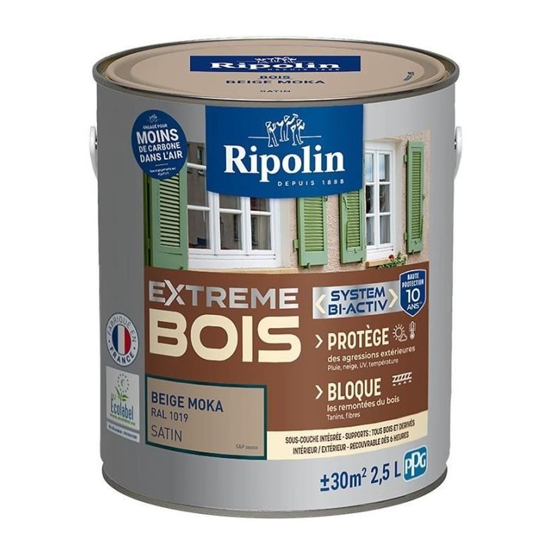 Peinture Extreme bois - Beige moka RAL 1019 satin - RIPOLIN - 2,5 L