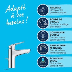 Mitigeur monocommande lavabo - GROHE Swift - 24325001 - Chromé - Taille M - E...