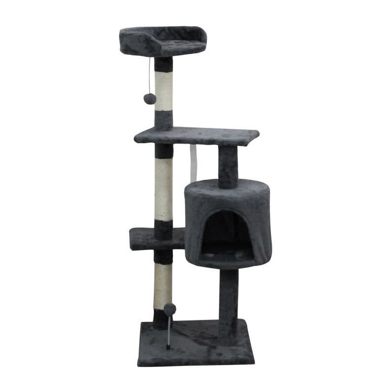 JASPER Arbre a chat gris 40 x 40 x 114 cm -3 plateformes, 1 niche, poteaux a ...
