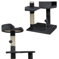 JASPER Arbre a chat gris 40 x 40 x 114 cm -3 plateformes, 1 niche, poteaux a ...