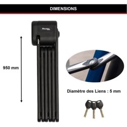 Antivol Vélo Pliable - MASTER LOCK - 8333EURDPRO - Acier Trempé, 3 Clés, Cert...