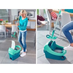 Set lave sol avec seau essoreur a roulettes Leifheit Profi XL Mobile 55096, b...