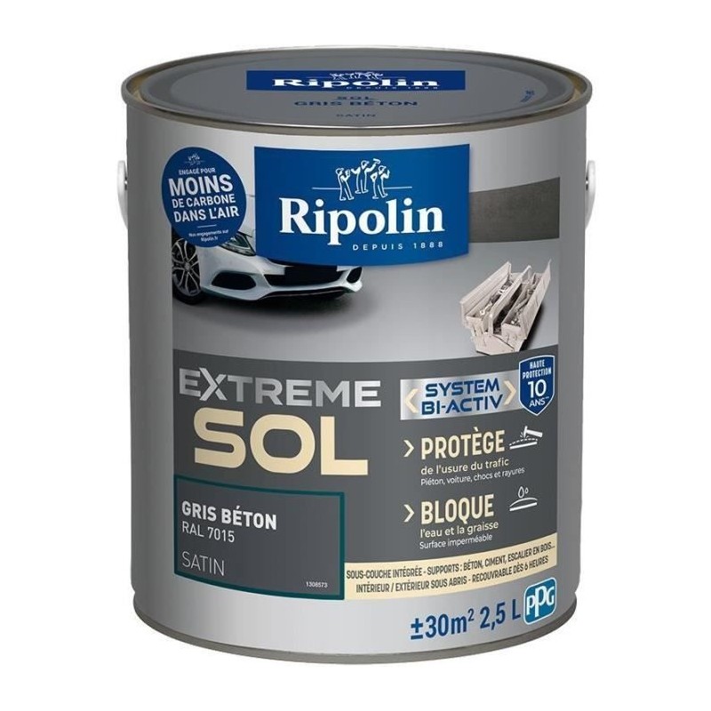 RIPOLIN PROTECTION EXTREME SOL GRIS BETON RAL 70 SATIN 2,5 L