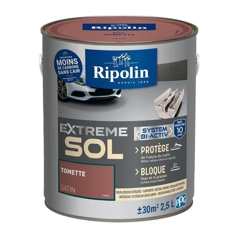 RIPOLIN Peinture pour sol intérieur et extérieur - Tomette satin - 2,5 L