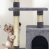 POPPY Arbre a chat gris 50 x 30 x 80 cm -  2 plateformes, 1 niche, poteaux a ...