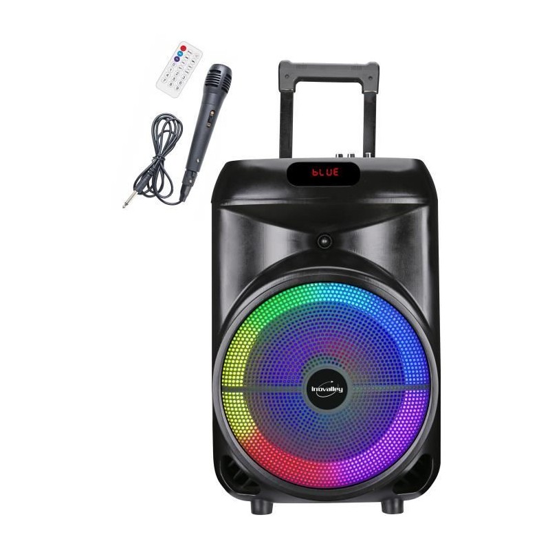 Enceinte trolley - INOVALLEY - KA122 - 700W - Bluetooth - Lumineuse