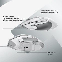 Souris gamer - Filaire - Logitech G - G502 X - Blanc