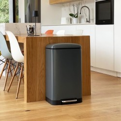 Poubelle de cuisine a pédale - GREENWICH - KITCHEN MOVE - 40L - Design - Gris...