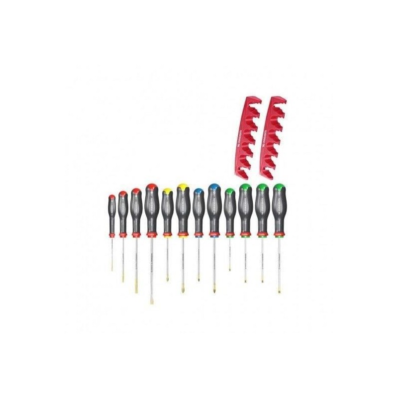 Jeu de 12 tournevis PROTWIST - FACOM - AT.J12R2PB + 2 racks de rangement