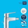 Mitigeur monocommande Bidet - GROHE - Taille S - Métal - Droit - Gris