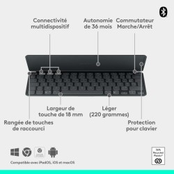 Etui clavier - Logitech - Keys to go 2- AZERTY - Universel - Graphite