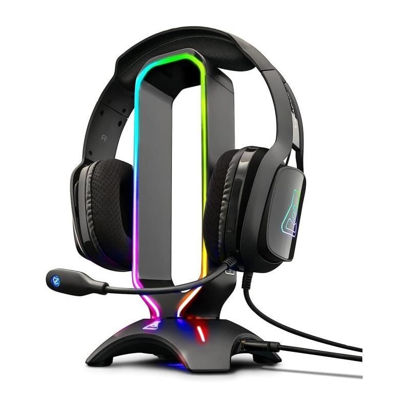 Support pour Casque Gamer - The G-Lab - K-STAND RADON - RGB - USB - Noir