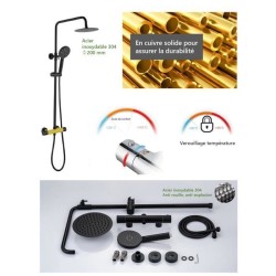 Colonne de douche OCEANIC - Mitigeur thermostatique - Pomme haute ronde diame...