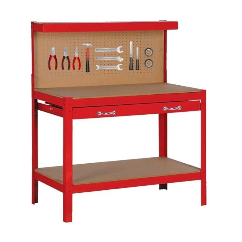 Établi - DOMAC - ETAB100 - Plan de travail épais de 12 mm - 1 grand tiroir - ...