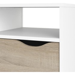 Meuble TV - 4 niches 2 tiroirs - Blanc / Chene - 117,2 x 39,1 x 57,4 cm ARO