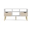 Meuble TV - 4 niches 2 tiroirs - Blanc / Chene - 117,2 x 39,1 x 57,4 cm ARO