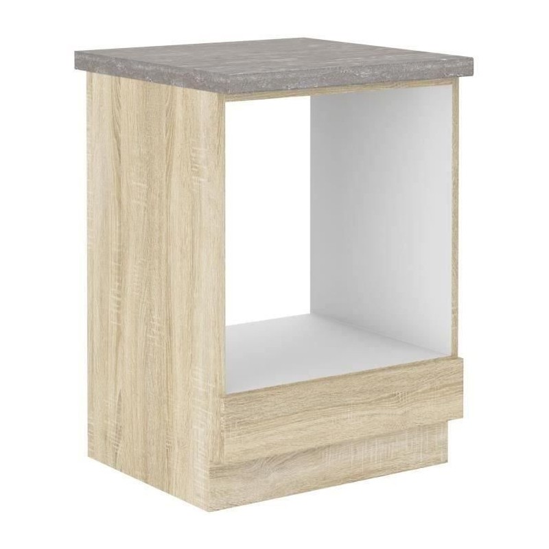 Meuble bas pour four encastrable  avec plan de travail - Décor chene sonoma -...