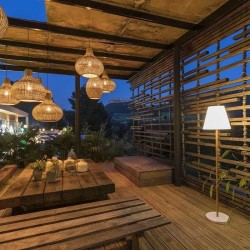 Lampadaire solaire et rechargeable - LUMISKY - STANDY WOOD SOLAR - H150 cm - ...