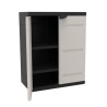 Armoire basse 2 portes TITANIUM PLASTIKEN avec étageres - Beige et Noire - In...