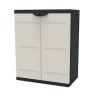 Armoire basse 2 portes TITANIUM PLASTIKEN avec étageres - Beige et Noire - In...