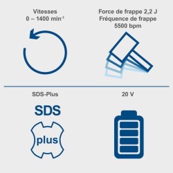 Perforateur burineur sans fil BC-RHD230-X - brushless 2,2J 5500 bpm + accesso...