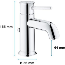 Mitigeur lavabo GROHE Start Classic - Tirette de vidage - Économie d'eau - Ga...