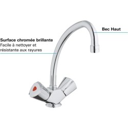 Mélangeur Evier - GROHE - Costa Trend - Bec haut - Chromé - Garantie 5 ans