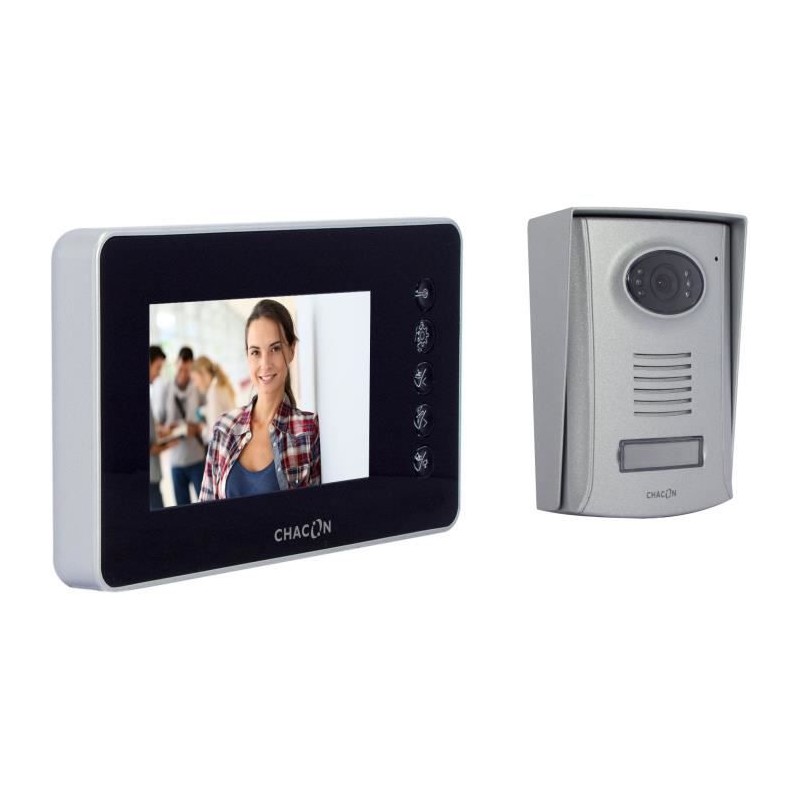 Visiophone couleur CHACON 4 fils 4,3 noir avec écran ultraplat