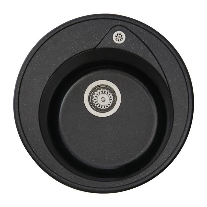 STRADOUR Evier a encastrer RONDA, en SMC NOIR PAILLETE - 06,  1 bac, dim. Ø 4...