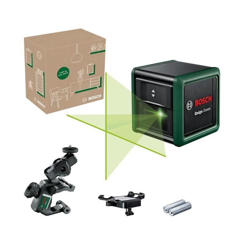 Laser lignes Bosch - Quigo Green (Livré avec 2 piles, une pince universelle M...