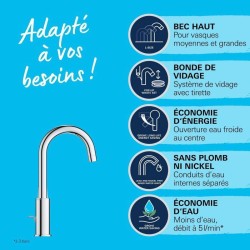 Mitigeur monocommande lavabo - GROHE Swift - 24330001 - Chromé - Taille L - B...