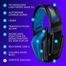 Casque gamer - Sans fil - Logitech G - G535 Lightspeed - PS5, PS4, PC, MAC - ...