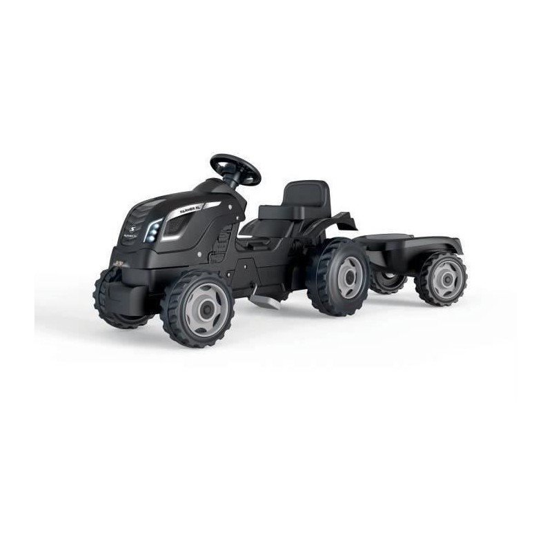 Tracteur a pédales Farmer XL + Remorque - SMOBY - Noir - 90% Plastique recycl...